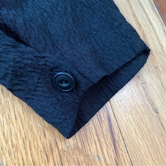 Flax Black Rayon Button Front Blouse Size M - Picture 4 of 5
